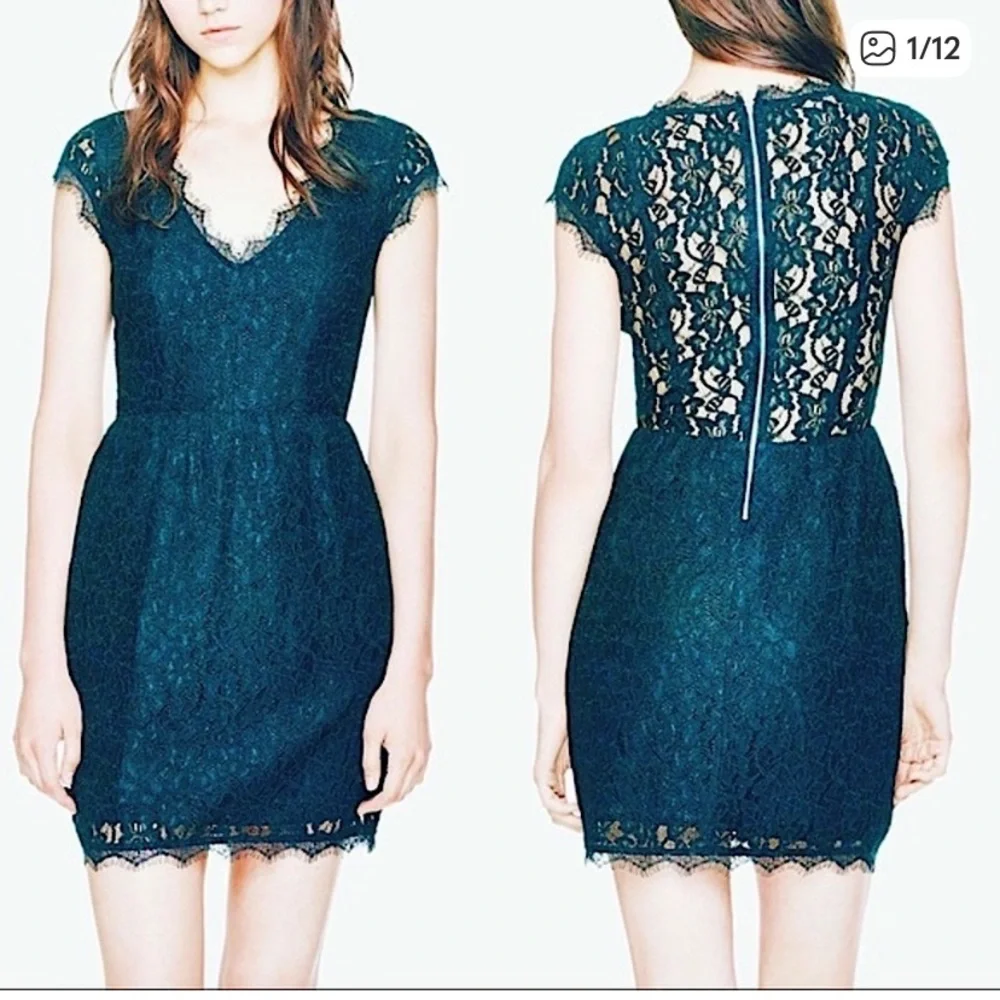 Babaton Navy Lace Cap Sleeve Mini Dress